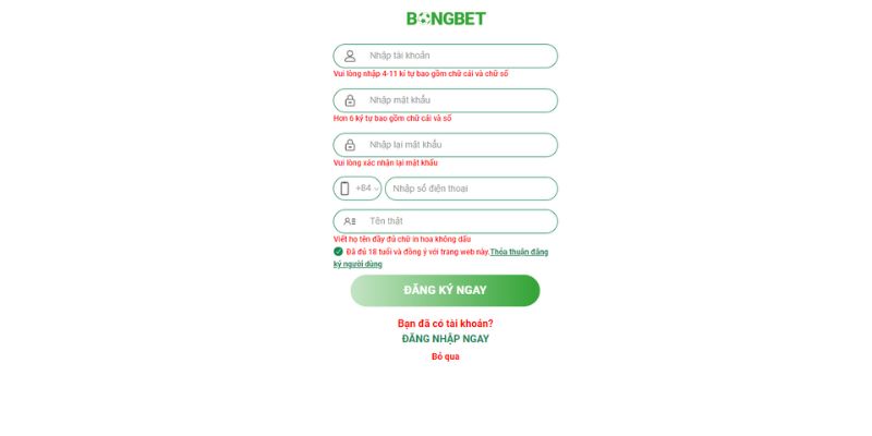 Hướng dẫn đăng ký tài khoản Bongbet dành cho tân thủ